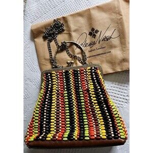 Patricia Nash Amalfitana Framed Crossbody Handbag Wood Beaded Collection